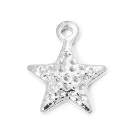 Bild von 2 Stück 304 Edelstahl Galaxis Charms Pentagramm Stern Silberfarbe 17.5mm x 14.5mm