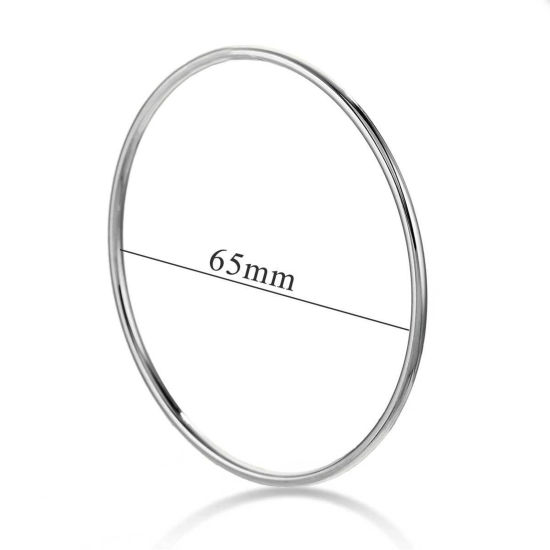 Image de 1 Pièce Bracelets en 304 Acier Inoxydable Argent Mat Rond 21.5cm long