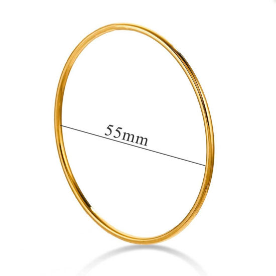 Image de 1 Pièce Bracelets en 304 Acier Inoxydable Plaqué Or 18K Rond 18.5cm long