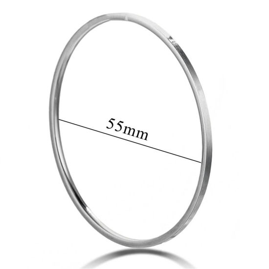 Image de 1 Pièce Bracelets en 304 Acier Inoxydable Argent Mat Rond 18.5cm long