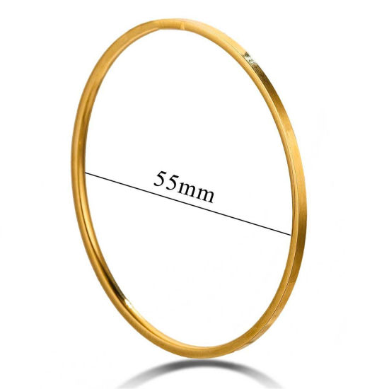 Image de 1 Pièce Bracelets en 304 Acier Inoxydable Plaqué Or 18K Rond 18.5cm long