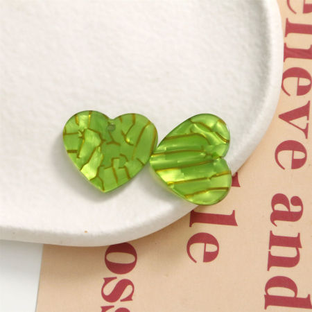 Bild von 10 Stück Acryl Valentinstag Charms Herz Hellgrün 22mm x 19mm
