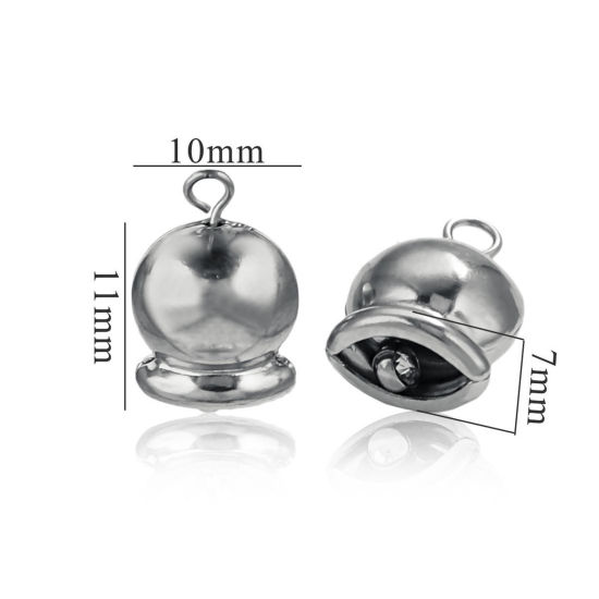 Image de 2 Pcs Breloques en 304 Acier Inoxydable 3D Cloche de Noël Argent Mat 17mm x 10mm