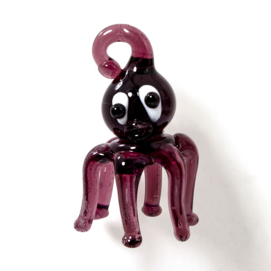 Image de 1 Pièce Pendentifs Bijoux d'Océan en Verre au Chalumeau Puce Poulpe 3D 4cm x 2.2cm