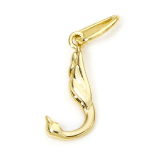 Picture of 1 Piece Eco-friendly Brass Charms 18K Real Gold Plated Capital Alphabet Initial Letter Wing Message " J " 25mm x 8mm