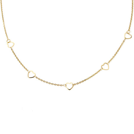 Picture of 1 Piece 304 Stainless Steel Link Cable Chain Necklace Gold Plated Heart 41cm(16.1") long