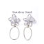 Immagine di 1 Paio 304 Acciaio Inossidabile Orecchini in Rilievo Tono Argento Fiore Ovale 4.1cm x 1.8cm, Posta / Filo Dimensione: (21 misura)