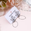 Picture of 1 Pair 304 Stainless Steel Beaded Earrings Silver Tone Flower Oval 4.1cm x 1.8cm, Post/ Wire Size: (21 gauge)