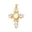 Bild von 1 Stück Umweltfreundlich Natürliche Muschel & Messing Religiös Anhänger 18K Echtgold plattiert Kreuz Heilige Maria Mutter Gottes Micro Pave Klar Zirkonia 5.3cm x 3.1cm