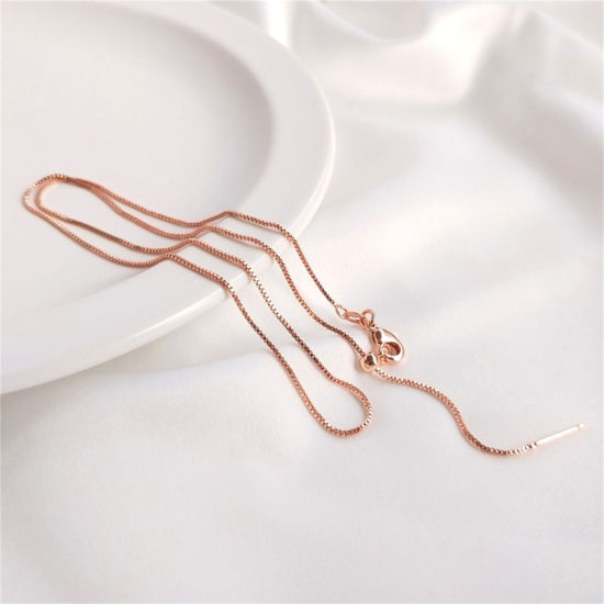 Picture of 1 Piece Eco-friendly Brass Adjustable Slider/ Slide Bolo Necklace Box Chain Real Rose Gold Plated 46cm(18.1") long