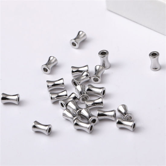 Image de 10 Pcs Perles pour DIY Fabrication de Bijoux en Laiton Plaqué Platine Nœud de Bambou Env. 6mm x 3.8mm, Trou: Env. 1.5mm