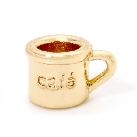 Bild von 2 Stück Messing Charms 18K Vergoldet Tasse Geschirr 3D 10mm x 6.5mm