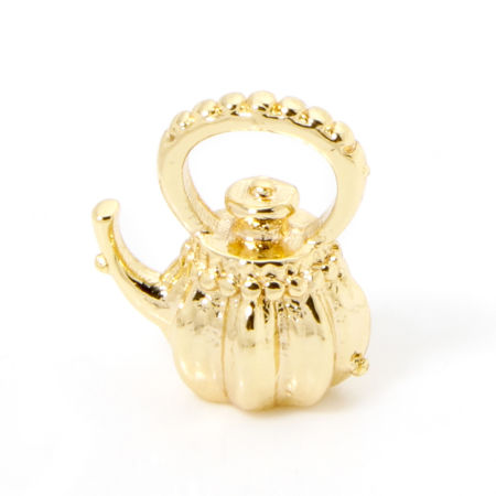Bild von 5 Stück Messing Charms 18K Vergoldet Teekanne Geschirr 3D 10mm x 9mm