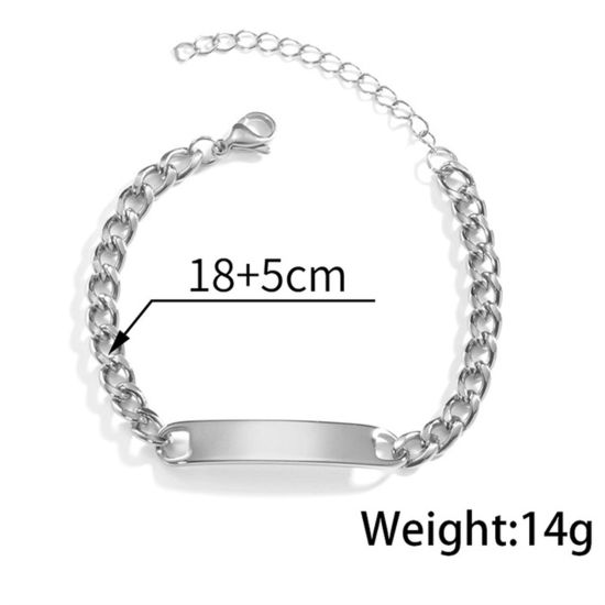 Image de 1 Pièce Bracelets Personnalisés Bijoux avec Nom Photo Image Portrait Personnalisés Vide en 304 Acier Inoxydable Argent Mat 18cm long