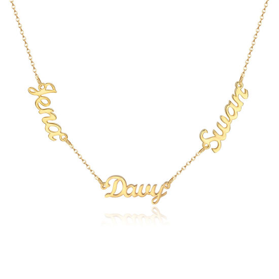 Picture of 1 Piece 304 Stainless Steel Customized 2 Names Necklace Personalized Letter Charm Pendant Gold Plated 45cm(17.7") long