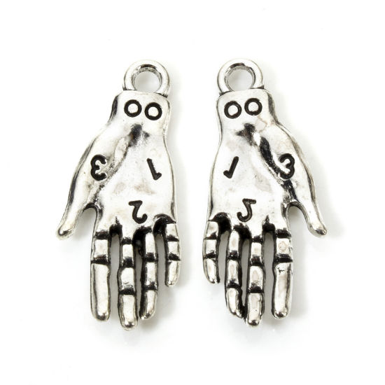 Immagine di 5 Paia Lega di Zinco Ciondoli Pendenti Argento Antico Mani 3D 3cm x 1.3cm