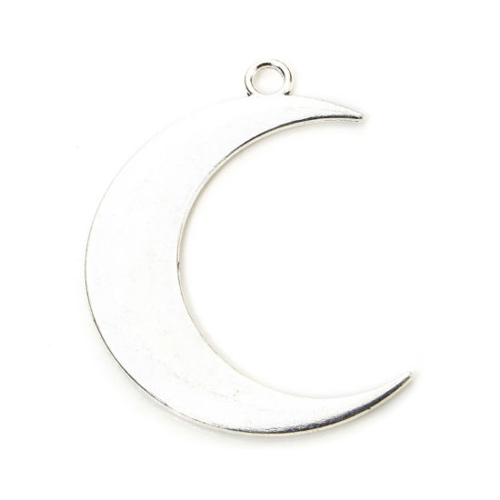Imagen de 10 Unidades Zamak Galaxia Colgantes Plata Antigua Luna Creciente 4.3cm x 3.2cm