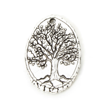 Imagen de 20 Unidades Zamak Colgantes Óvalo Árbol de la Vida 25.5mm x 17mm