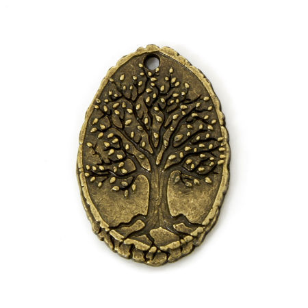 Imagen de 20 Unidades Zamak Colgantes Óvalo Árbol de la Vida 25.5mm x 17mm
