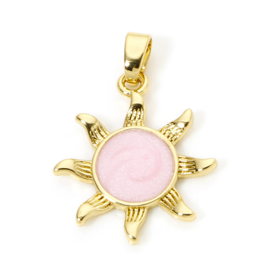 Изображение 2 ШТ Латунь галактика Подвески 18K настоящее золото с покрытием Перлитный Солнце С Эмалью 25мм x 18мм