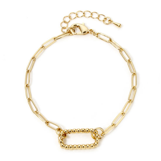 Picture of 1 Piece Brass Paperclip Chain Bracelets Oval Gold Plated With Spring Ring Clasp 17cm(6.7") long