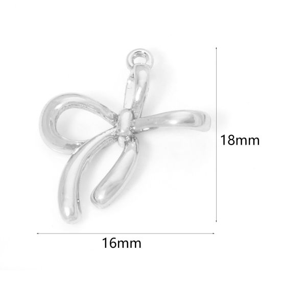 Bild von 2 PCs Eco-friendly Brass Clothes Charms Real Platinum Plated Bowknot 18mm x 16mm