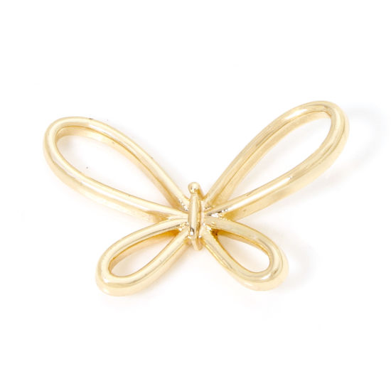 Bild von 2 PCs Eco-friendly Brass Clothes Charms 18K Real Gold Plated Bowknot 25mm x 15mm