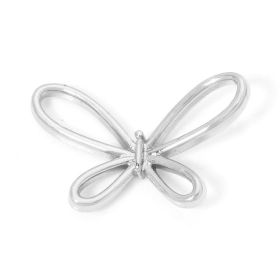 Bild von 2 PCs Eco-friendly Brass Clothes Charms Real Platinum Plated Bowknot 25mm x 15mm