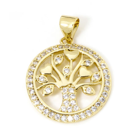 Imagen de 2 Unidades Latón Colgantes Charms Oro Real Chapado Árbol de la Vida Hueco