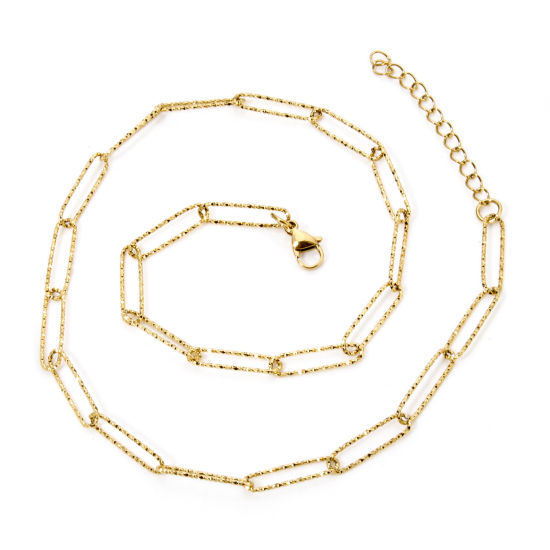 Imagen de 1 Unidad Enchapado al Vacío 304 Acero Inoxidable Catena di Fermagli Collares Chapado en Oro de 18K 46cm longitud, Cadena: 5mm