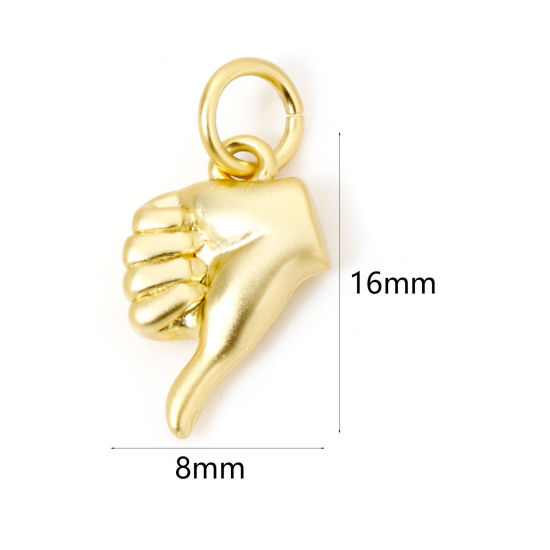 Bild von 2 Stück Umweltfreundlich Messing Charms Matt Echtgoldbeschichtet Geste 3D 16mm x 8mm