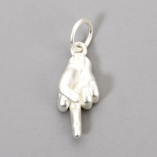 Bild von 2 Stück Umweltfreundlich Messing Charms Matt Echtplatinbeschichtet Geste 3D 18mm x 6mm