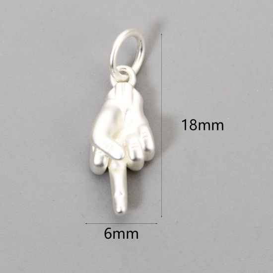 Bild von 2 Stück Umweltfreundlich Messing Charms Matt Echtplatinbeschichtet Geste 3D 18mm x 6mm