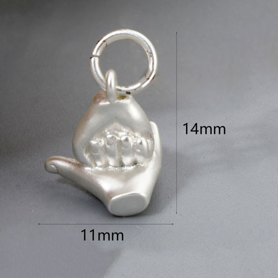 Bild von 2 Stück Umweltfreundlich Messing Charms Matt Echtplatinbeschichtet Geste 3D 14mm x 11mm