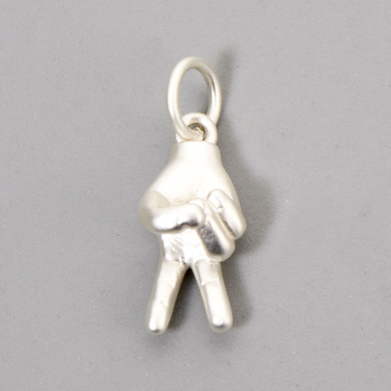 Bild von 2 Stück Umweltfreundlich Messing Charms Matt Echtplatinbeschichtet Geste 3D 18mm x 6.5mm