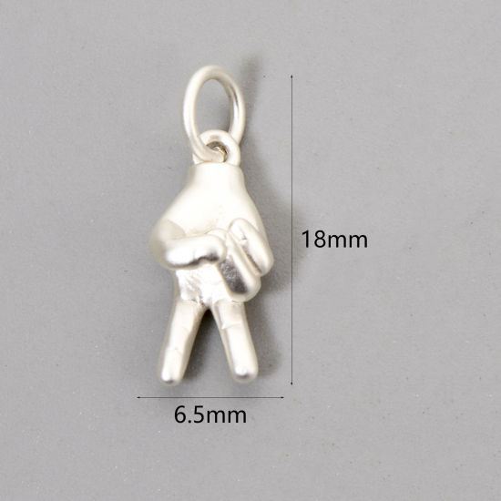 Bild von 2 Stück Umweltfreundlich Messing Charms Matt Echtplatinbeschichtet Geste 3D 18mm x 6.5mm