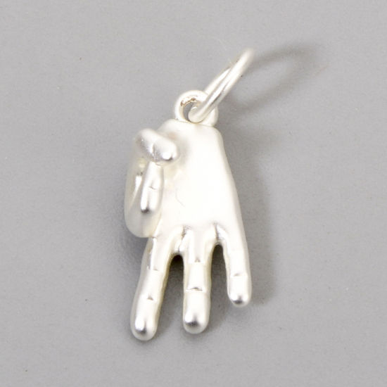 Bild von 2 Stück Umweltfreundlich Messing Charms Matt Echtplatinbeschichtet Geste 3D 18mm x 8mm