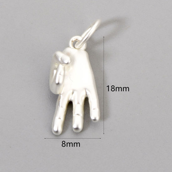 Bild von 2 Stück Umweltfreundlich Messing Charms Matt Echtplatinbeschichtet Geste 3D 18mm x 8mm