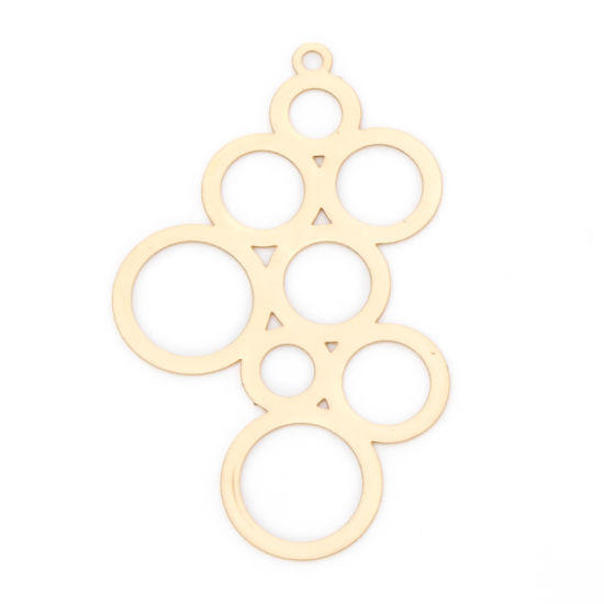 Picture of 10 PCs Iron Based Alloy Filigree Stamping Pendants KC Gold Plated Round Hollow 4.1cm x 2.5cm