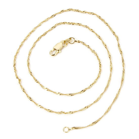 Picture of 1 Piece Eco-friendly Brass Simple Laminated Chain Necklace 18K Real Gold Plated With Lobster Claw Clasp 45cm(17.7") long