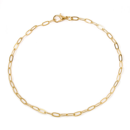 Picture of 1 Piece Eco-friendly Brass Simple Paperclip Chain Bracelets 18K Real Gold Plated With Lobster Claw Clasp 27cm(10.6") long