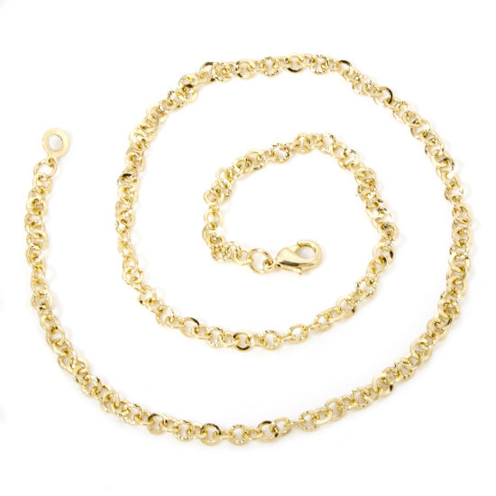 Picture of 1 Piece Eco-friendly Brass Simple Rolo Chain Necklace 18K Real Gold Plated With Lobster Claw Clasp 46.5cm(18 2/8") long