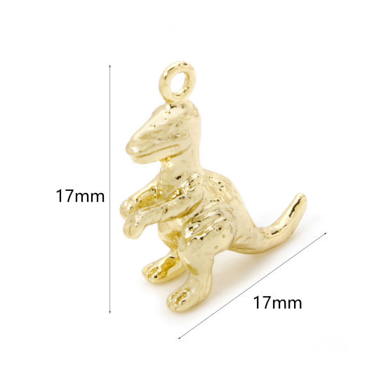 Image de 2 Pcs Breloques Galaxie en Laiton Dinosaures Plaqué Or 18K 3D 17mm x 17mm