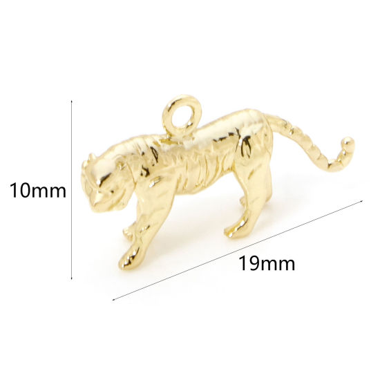 Image de 2 Pcs Breloques en Laiton Loup Plaqué Or 18K 3D 19mm x 10mm