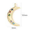 Imagen de 2 Unidades Respetuoso del Medio Ambiente Latón Galaxia Colgantes Luna Media 18K Oro Real Chapado Estrella Multicolor Circón Artificial 18.5mm x 10mm