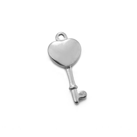 Image de 2 PCs 304 Stainless Steel Valentine's Day Charms Silver Tone Key 23mm x 10mm