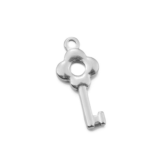 Image de 2 PCs 304 Stainless Steel Charms Silver Tone Key 25mm x 11mm