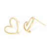 Bild von 1 Paar Umweltfreundlich Messing Valentinstag Ohrstecker-Ohrstecker mit Schlaufenverbinder-Zubehör 18K Echtgold plattiert Herz Message " Hohl " 13mm x 12mm, Drahtstärke: (21 gauge)