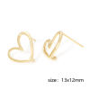 Bild von 1 Paar Umweltfreundlich Messing Valentinstag Ohrstecker-Ohrstecker mit Schlaufenverbinder-Zubehör 18K Echtgold plattiert Herz Message " Hohl " 13mm x 12mm, Drahtstärke: (21 gauge)