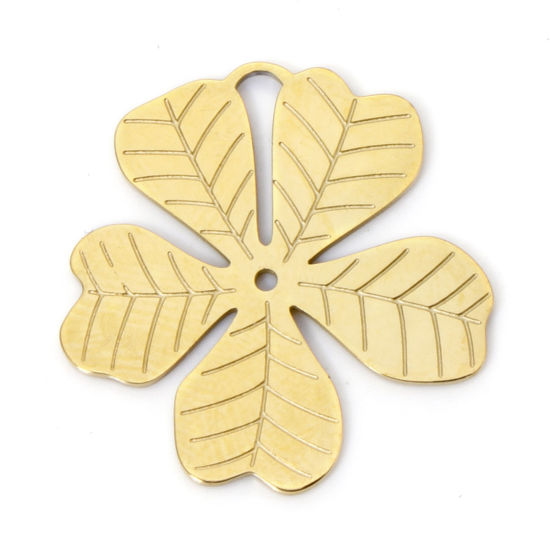 Picture of 2 PCs Vacuum Plating 304 Stainless Steel Charms 18K Gold Plated Flower 19mm x 18mm